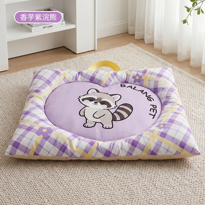 Bolso de mapache con estampado de cuadros en bloques de color - Taro Purple Raccoon