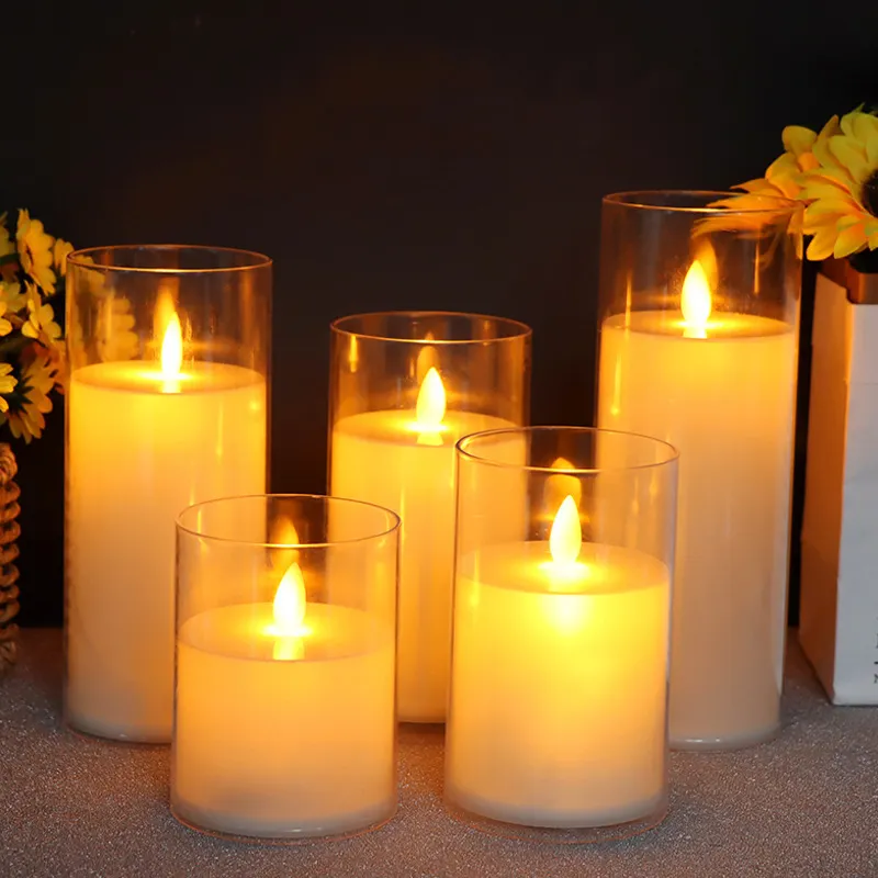 Simulation 3d real electric battery operated candles velas led candle flameless candles light with remote