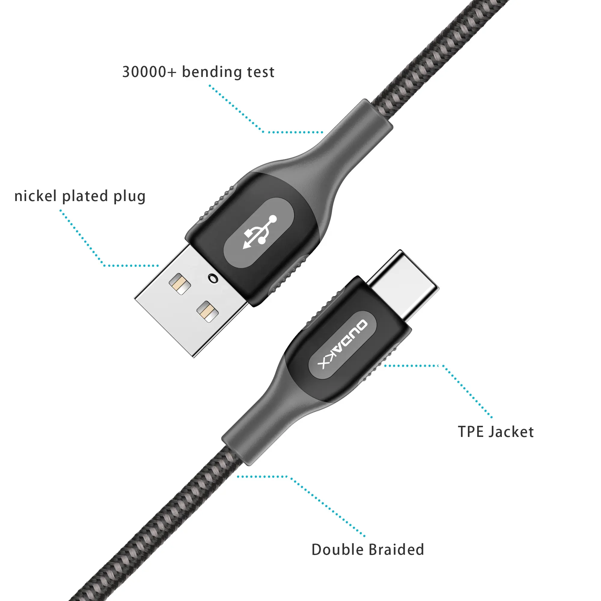 2023 Hoge Kwaliteit 0.3M Usb Type C Oplaadkabel, USB-C Uitbreiding Data Opladen Type-C Kabel