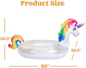 <span class=keywords><strong>Unicorn</strong></span> <span class=keywords><strong>Pool</strong></span> <span class=keywords><strong>Float</strong></span> für Kinder Aufblasbares Regenbogen-Einhorn mit Glitter Fun Ride on Beach <span class=keywords><strong>Float</strong></span> für den Heimgebrauch