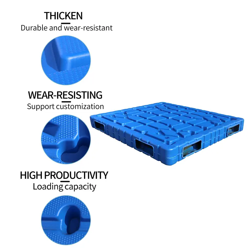 ZNPP006 Les produits à face unique à 9 jambes exportent la palette en plastique standard de moulage par soufflage HDPE