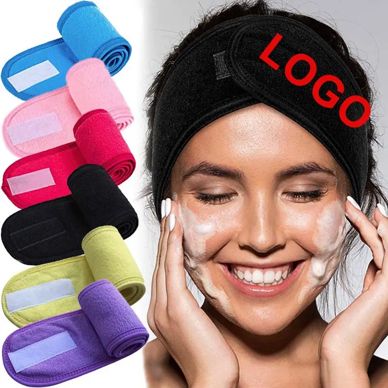 2023 Elastic Makeup Designer Headbands for Women Yoga Skin Care Embroidered Spa Headband Custom Logo