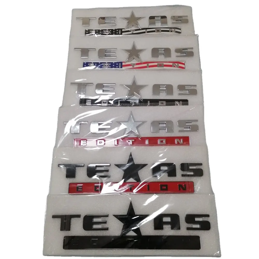 Emblemas automotivos do Texas e etiqueta de carro do Texas e emblemas de carro do Texas