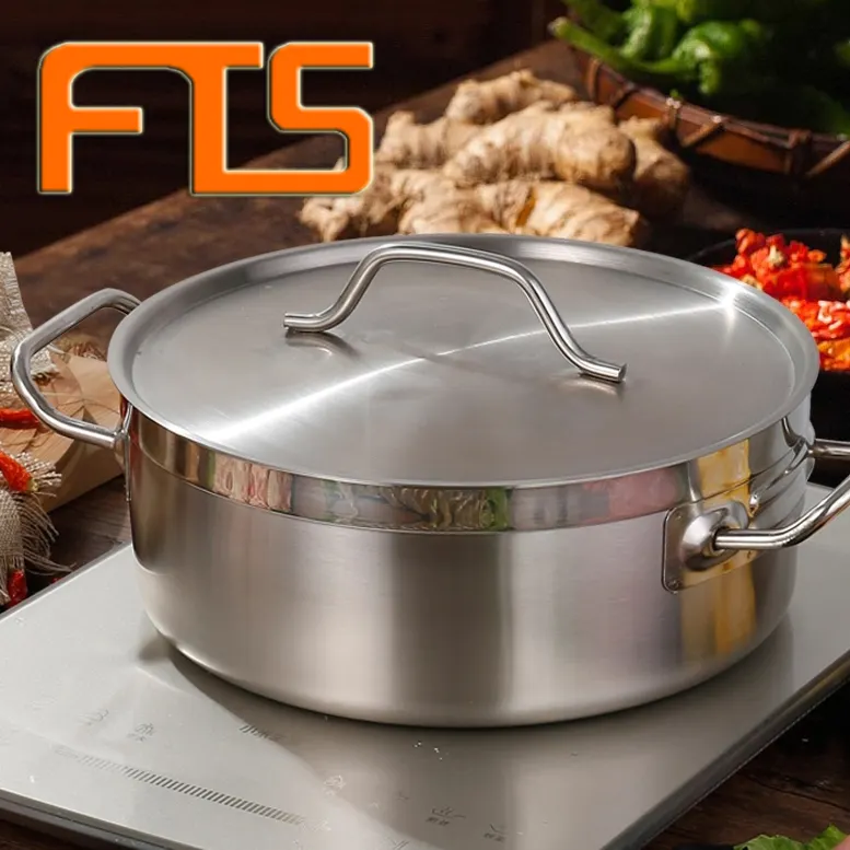 หม้อซุป FTS หม้อบุฟเฟ่ต์ครัวจีนปรับแต่งได้พร้อมฝาครอบตัวเครื่องครัวหม้อร้อนสแตนเลส Shabu Shabu