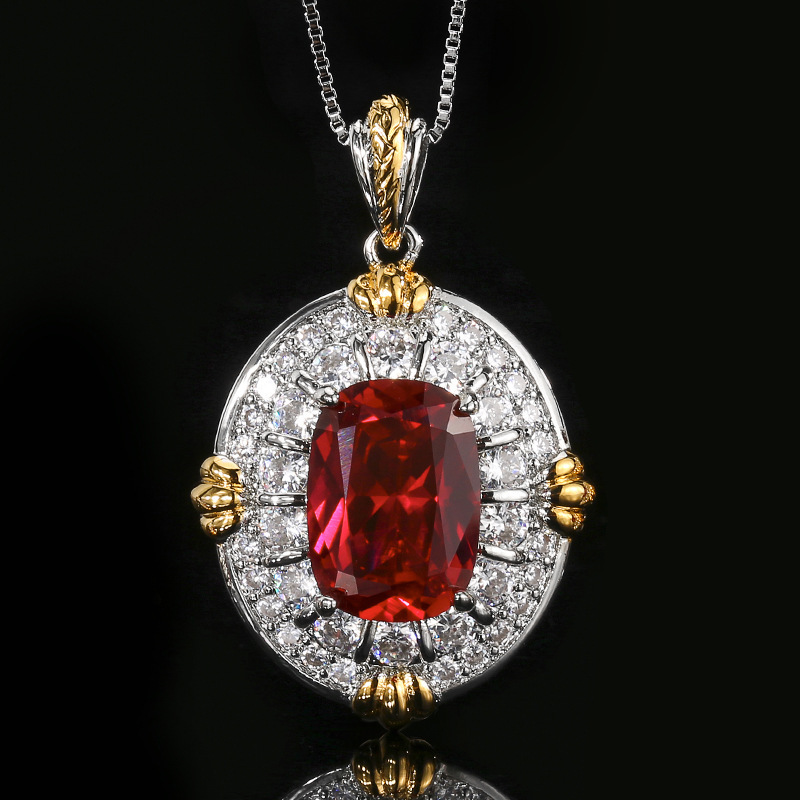 Red corundum pendant with box chain