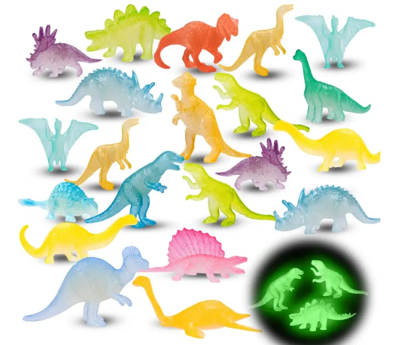 Mini dinossauro figuras de brinquedo, brilha no escuro, pequeno dinossauro de plástico, brinquedo conjunto minúsculo, dinossauro, festa brilhante, presentes para crianças