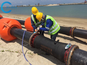 Flotador de PE con relleno de espuma tipo cilindro de color naranja DN160 para tubería de dragado de HDPE - Product Image 3