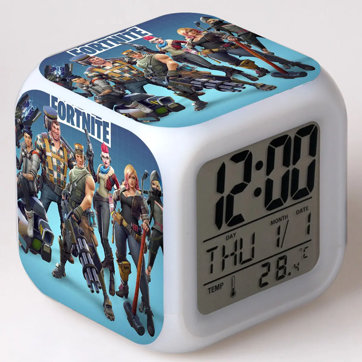 Yooemaf — horloge électronique avec LOGO personnalisé, Cube de chambre à coucher, lumière de 7 couleurs, LED scintillant, alarme numérique pour enfants, pour table