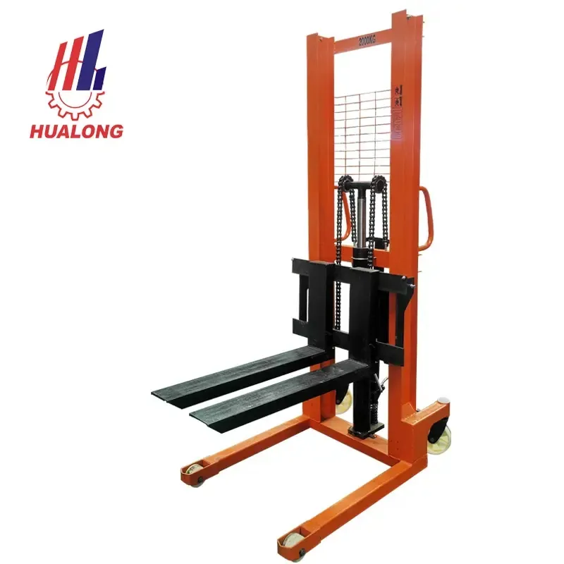 Hualong Stone Machinery Handbuch Hydraulischer Stapler 1Ton 2Ton Elektro stapler Truck Push Truck Manuelle Handhabung Gabelstapler