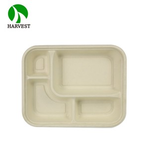 Free Sample Take <strong>Away</strong> Paper Container Salad Bowls <strong>4</strong> Compartments Disposable Sugarcane Bagasse Rectangular <strong>Box</strong> for Food Packaging - Product Image 2