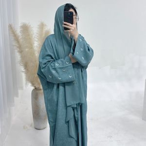 新款时尚设计OEM ODM刺绣印花月亮袖大码女开阿巴亚高品质穆斯林服装连衣裙