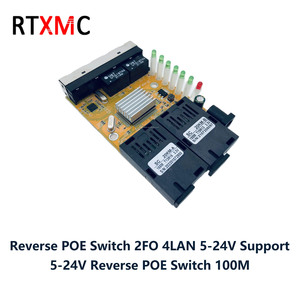 RPOE 100M 2SC 4 rj45 fibra Media Converter retromarcia POE 155M 2FO 4LAN Ethernet veloce 2FO 4LAN 24V FTTH CATV MC ricetrasmettitore