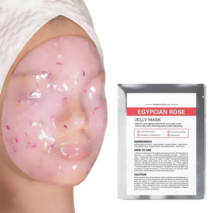 Mascarilla de Corea 100% Natural puro para el cuidado de la piel, mascarilla de polvo de jalea Rosa hidratante blanqueadora