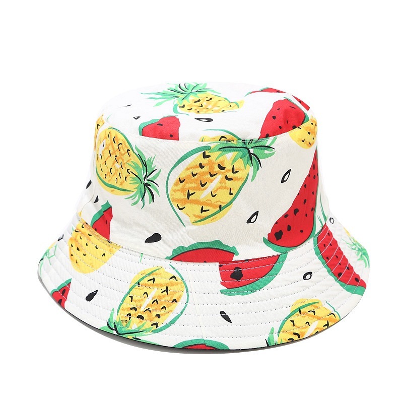 White Watermelon & Pineapple Reversible Bucket Hat