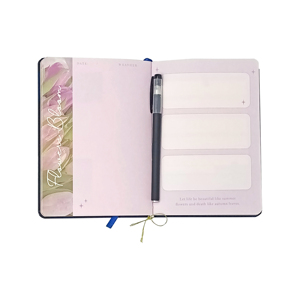 Cuaderno de cuero PU personalizado de fábrica con estampado en caliente hermosa flor rosa para colorear libro de notas impresión Papel de cuaderno barato - Product Image 3