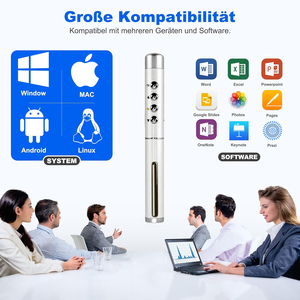 Presentatore Wireless, connessione presentatore Wireless da 2.4 GHz tramite ricevitore USB, gamma 30m, presentatore rosso, per Windows e Mac/Linux