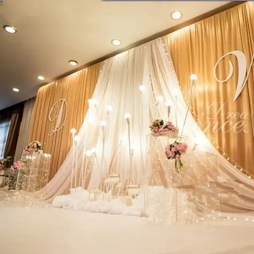 Cortinas de fondo personalizadas para decoración de boda, cortinas blancas de lujo, venta al por mayor, IFG