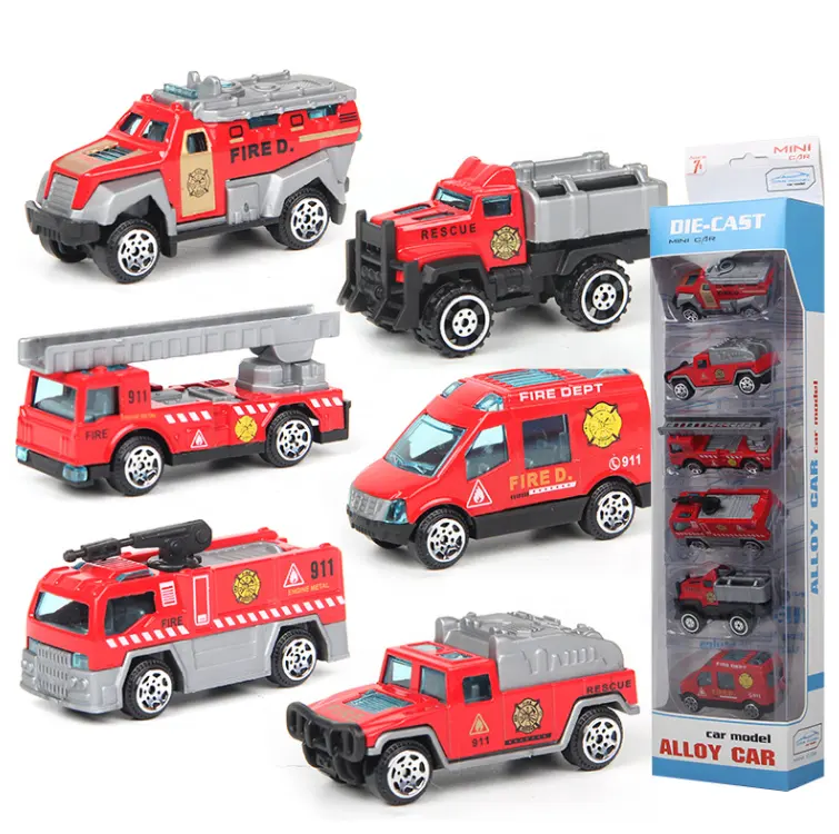 Venta al por mayor 7cm escala 1:55 aleación de metal camión de bomberos vehículos de juguete proveedor coche de juguete fundido a presión para niños
