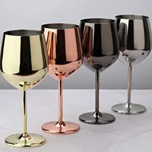 250ml Metal Wine Goblets Stainless Steel Champagne Flutes Copper Plated Gold Silver 16oz Red Wine Glasses