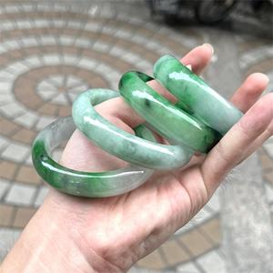 Toptan doğal gerçek Myanmar yeşim Jadeite Jasper yeşim yetişkin bileklik Piaohua Charm bilezik bilezik - Product Image 5