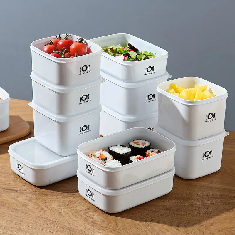 Caja sellada para alimentos DS1804, contenedor con calefacción por microondas, fiambrera de plástico, caja de almacenamiento para refrigerador de mantenimiento fresco con tapa