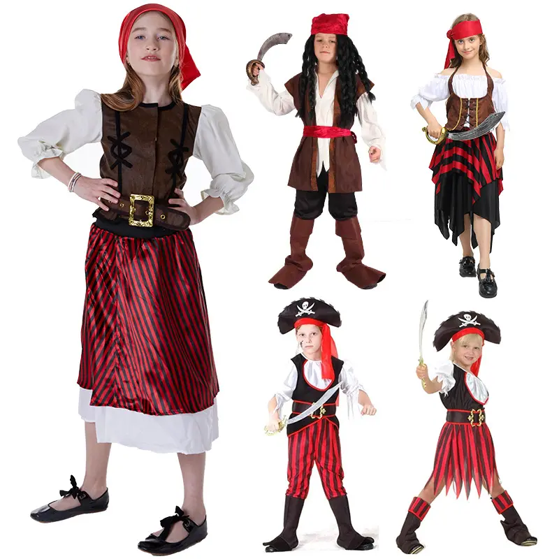 Disfraz de pirata para niños, disfraz de capitán Halloween, vestido de fiesta de pirata, Jack Sparrow, trajes de Cosplay