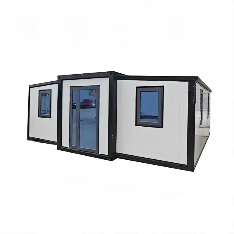 Villa de estructura de acero viva de 15/20/40FT, paquete plano, pequeñas casas móviles de vidrio transportables plegables
