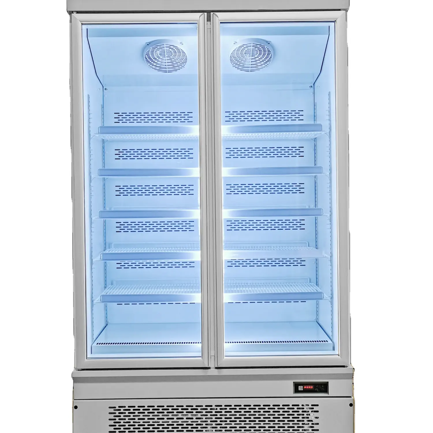 Escaparate de exhibición de congelador de bebidas frías de montaje inferior de inversor vertical de uso comercial con refrigerador de bebidas de puerta de vidrio
