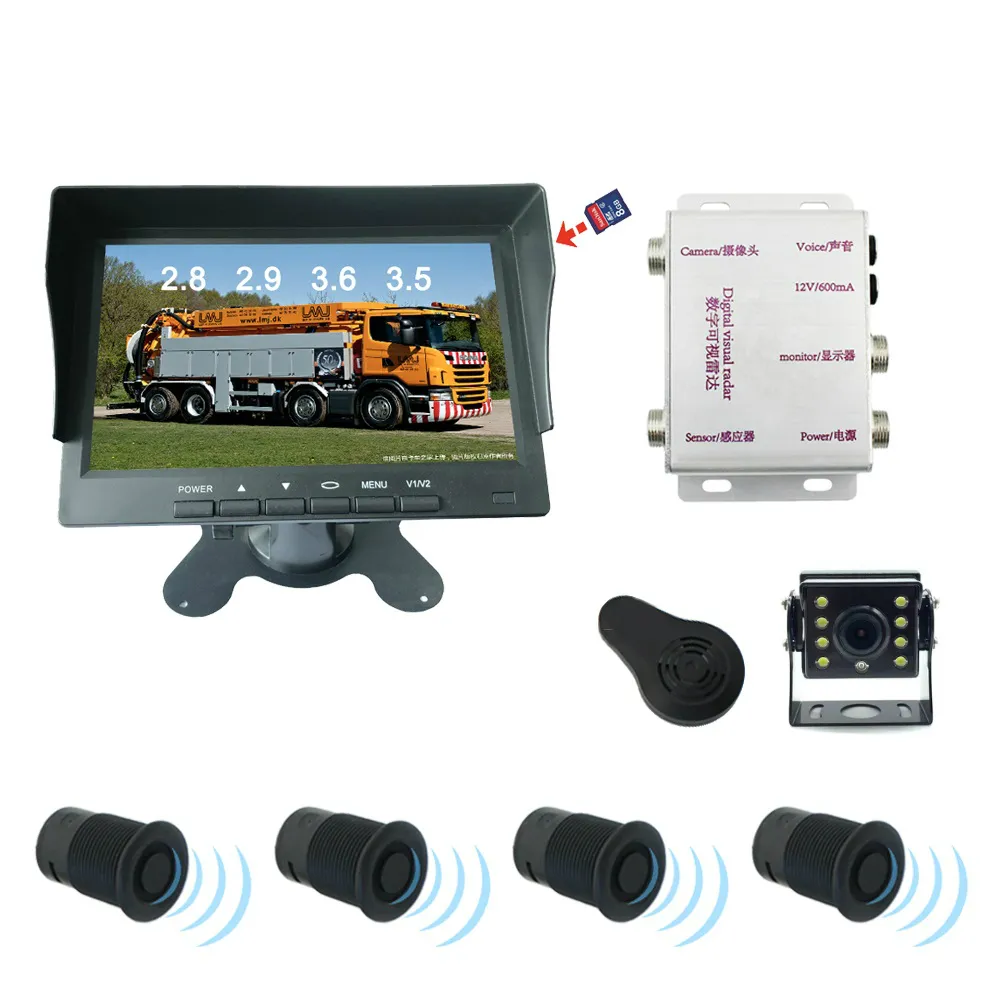 Ultrasonic Probe Radar Detection Device AHD Backup Camera 8 Led and 7" Monitor