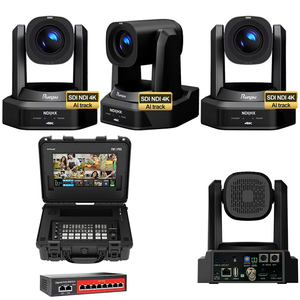 Бесплатная доставка USD3322, комплект вещательной камеры = 4 шт. NDI SDI 4K 30X PTZ Конференц-камера потоковая дорожка + HD66K-30N переключателя видео - Product Image 1