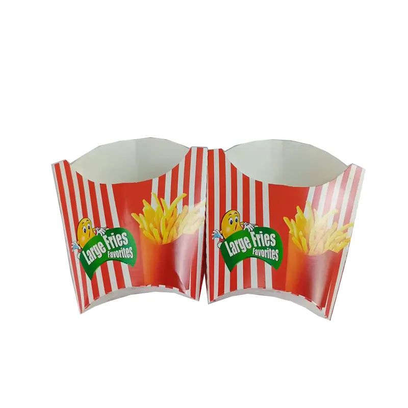 Jumbo Fry Meat Food Grade Closed Type Take Away Disposable Fold Vented Takeaway Korea French Fries Food Paper Packaging Box