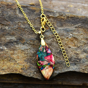 Kristal yeşim İmparatorun taş kolye kolye paslanmaz çelik zincir emperyal jasper doğal taş kolye kolye - Product Image 3