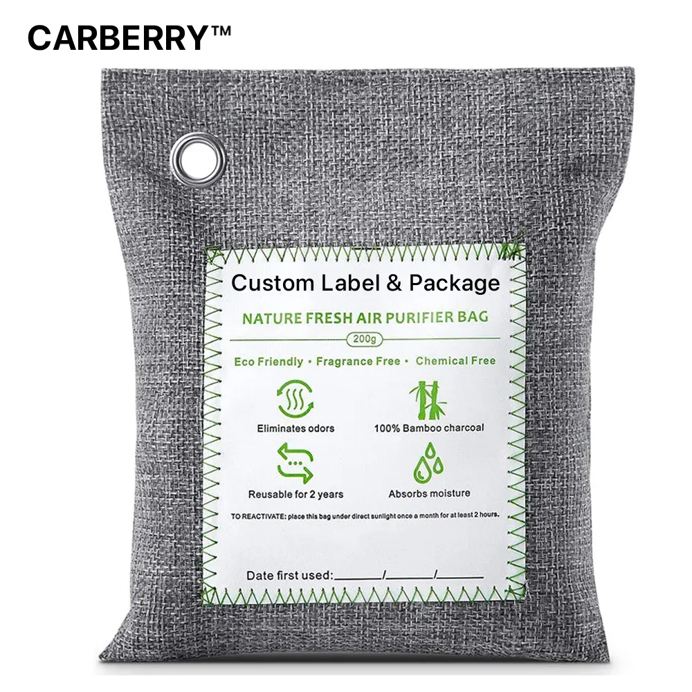 CARBERRY 대나무 숯 공기 정화 가방 활성 숯 가방 냄새 제거기 탈취제 자연 신선한 공기 청정기