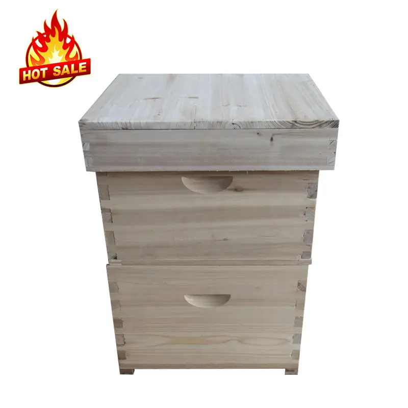 Venta caliente Langstroth National Beehive Dos capas 8/10 Marcos Madera Apicultura Bee Hive Honey Comb Bee Boxes para la venta