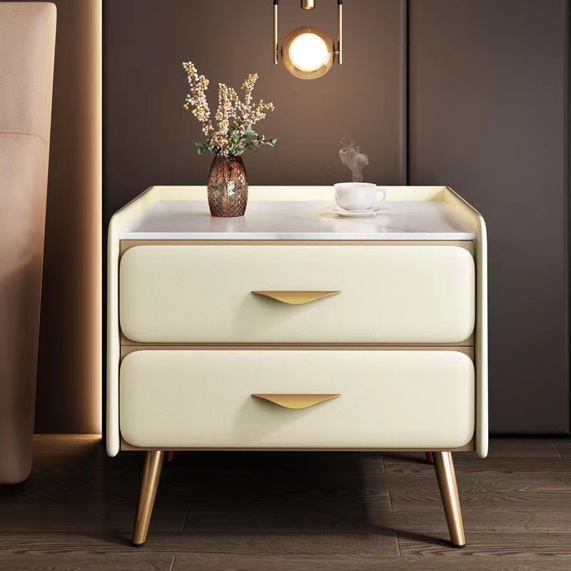 Beige (top surface of the slab) with gold accessories