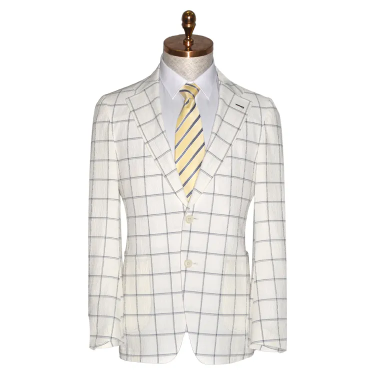 China High quality Design custom wool check white men wedding suits classic men slim fit suits