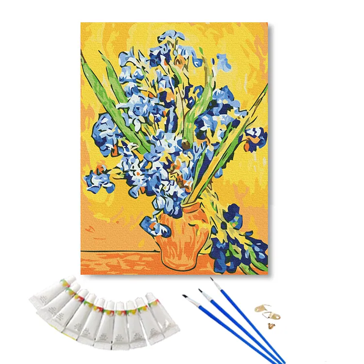 Kit de pintura por números, lienzo de flores a la luz del sol, pintura acrílica enmarcada, personalizada, para decoración del hogar