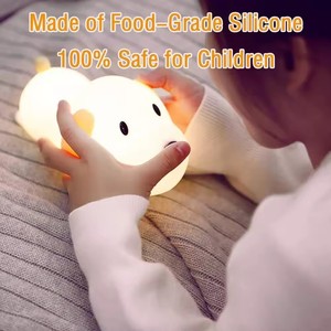 Perro de silicona LED luz de noche Sensor táctil 2 colores temporizador regulable USB recargable lámpara de noche para cachorro para niños bebé juguete para regalo - Product Image 4