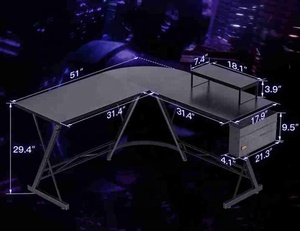 WSZ-Mesa de juegos con forma de L para ordenador, escritorio ajustable estrecho para oficina, 220418 - Product Image 3