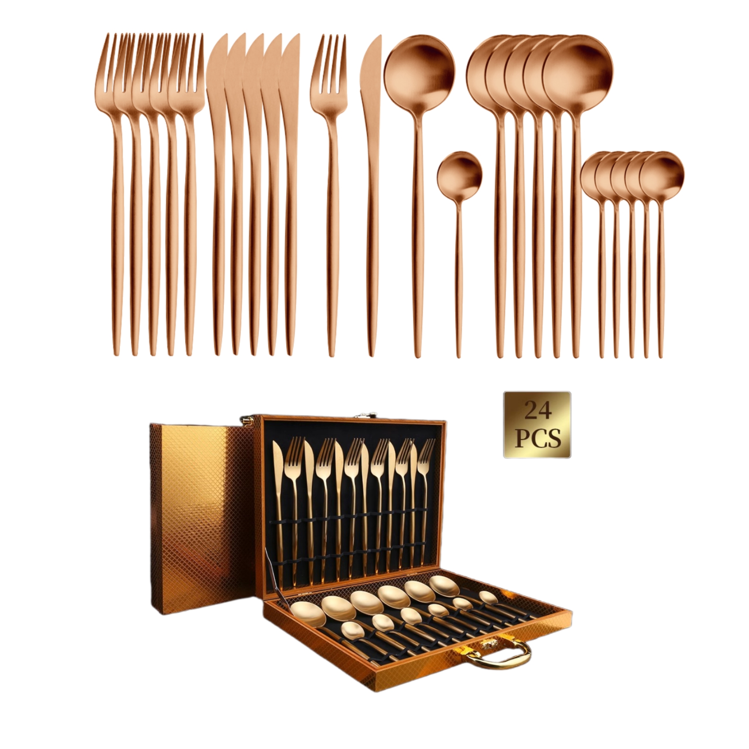 Oro Rosa mate + caja de madera