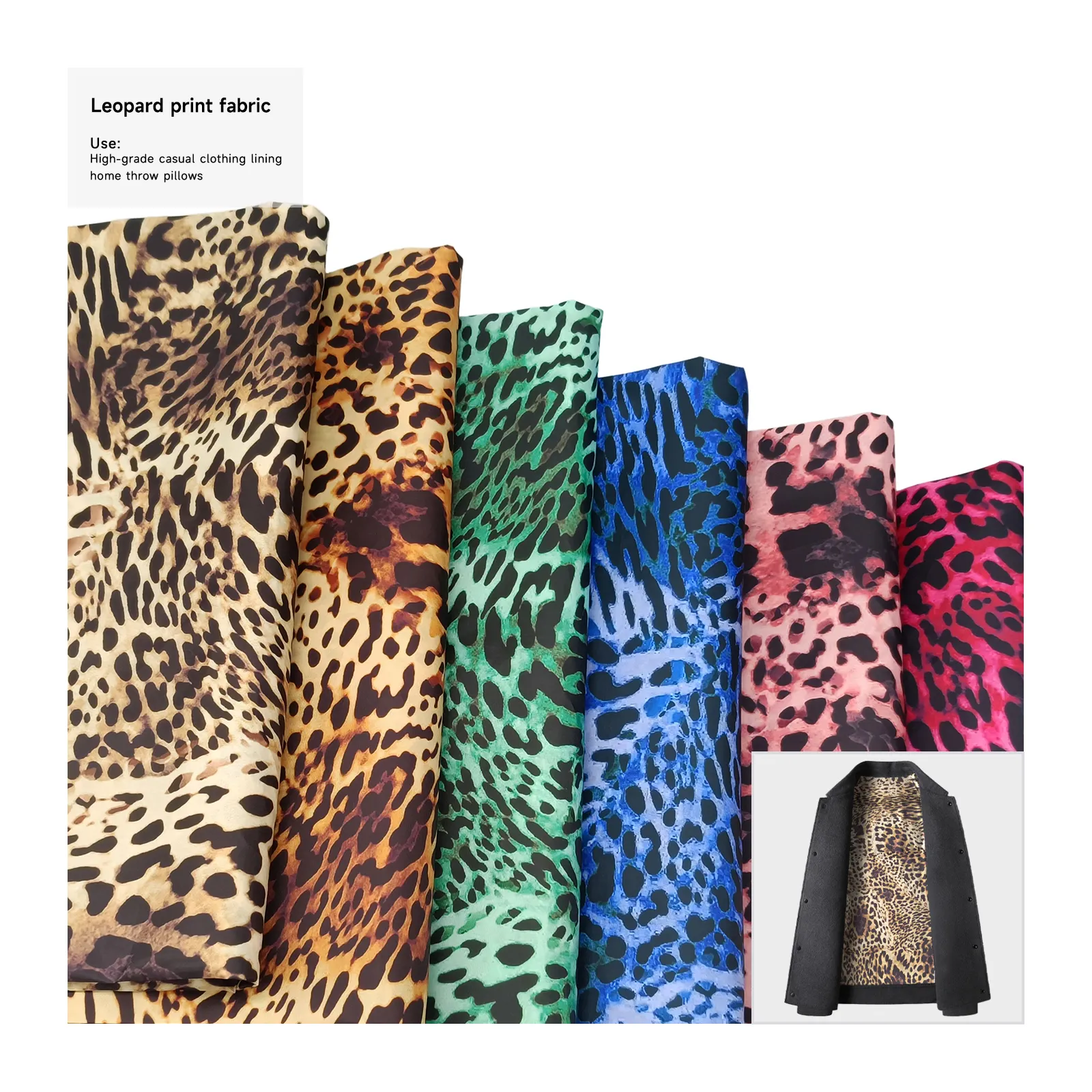 O poliéster elegante do teste padrão do leopardo imprimiu a tela para o forro do vestuário