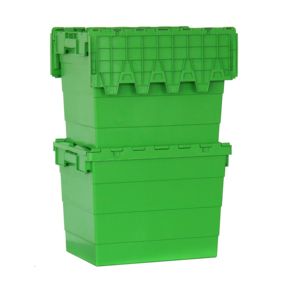 50kg Load Warehouse Plastic Strong Moving Box <strong>Stack</strong> <strong>Nest</strong> Storage <strong>Container</strong> <strong>with</strong> Anti-Theft Safety <strong>Lids</strong> - Product Image 4