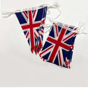 Venta directa de fábrica decorativa 20 unids/set Reino Unido Union King triángulo banderín banderines cadena bandera para actividades al aire libre - Product Image 1