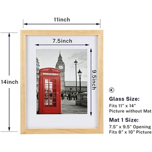 11x14 Inch Picture <strong>Frame</strong> Made of Solid Wood and High Definition Glass Display Pictures 8x10 with Mat for 11x14 - Product Image 4