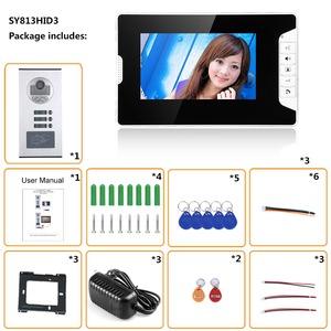 Sistema de intercomunicación de teléfono para puerta de apartamento/familia, 7 pulgadas, impermeable, RFID, IR-CUT, HD, cámara 1000TVL con 3 botones, 3 monitores - Product Image 6