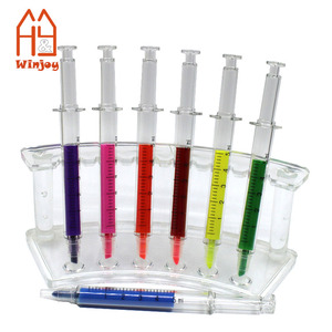 Forma de jeringa de inyección personalizada/al por mayor, colores brillantes, punta de cincel, resaltador, rotuladores surtidos para niños, novedad - Product Image 5