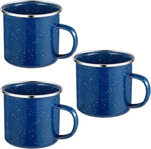 ステンレススチールエッジングティーコーヒー食器レトロエナメルマグ用ビンテージキャンプセラミックカップスターポイントエナメルウェア - Product Image 3