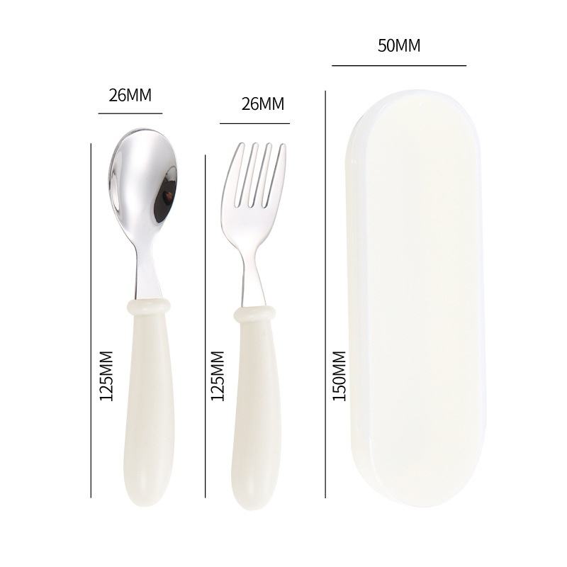 Short handle childrens spoon fork box-white