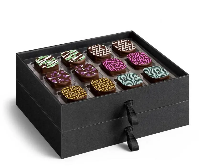 Design divisori In plastica cassetto Kraft regalo due In uno per imballaggio alimentare artigianale biscotto scatola di cioccolato In carta personalizzata