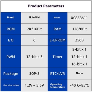 Sijie 8-Bit-Mikrocontroller XC8E8611 SOP8-Mikrocontrollereinheit EEPROM-Blende Pistole für Massage gerät 8-Bit-MCU-Programmentwicklung DIP - Product Image 2
